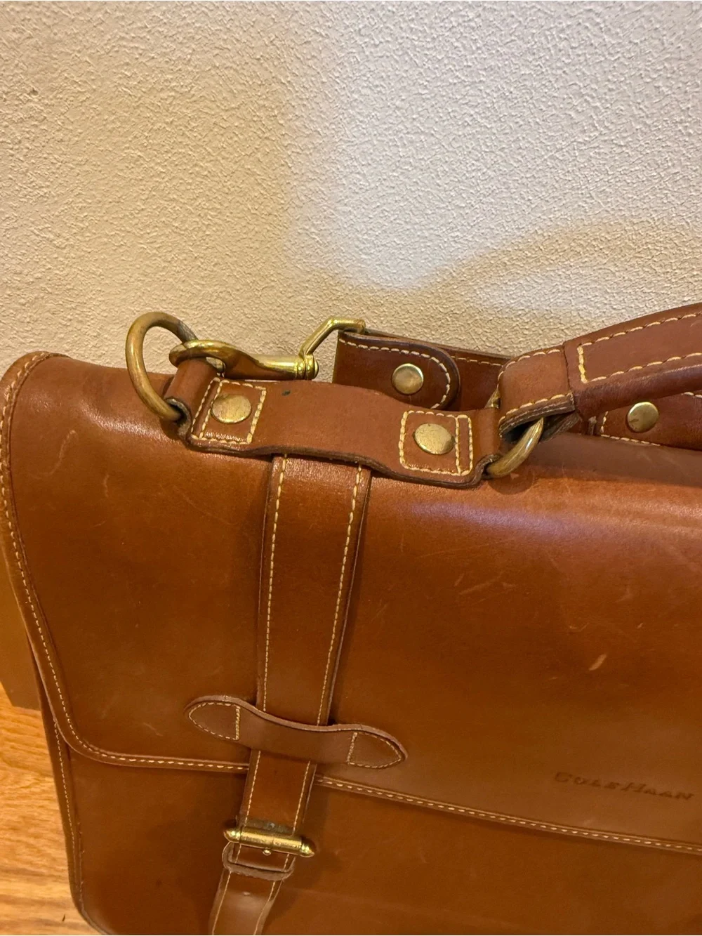 Vtg COLE HAAN  Leather Messenger Bag Briefcase